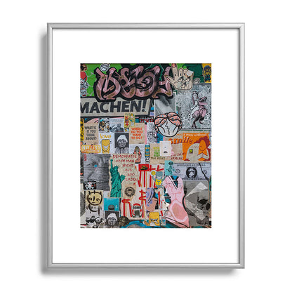 Sticker and graffiti wall background 2 - Berlin street art photography Framed Art Print Gallery Image 95