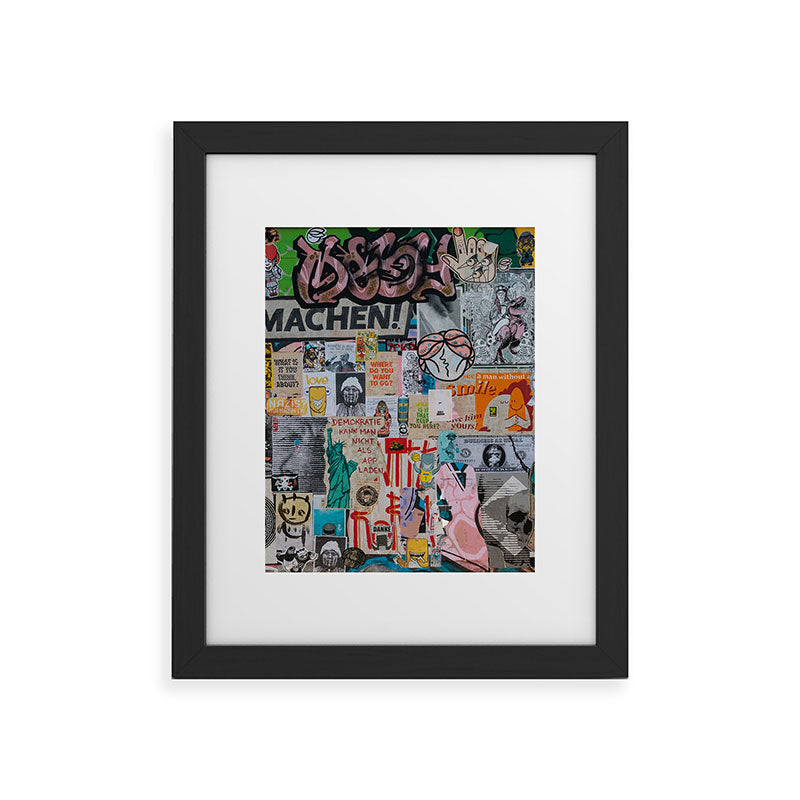 Sticker and graffiti wall background 2 - Berlin street art photography Framed Art Print Gallery Image 33