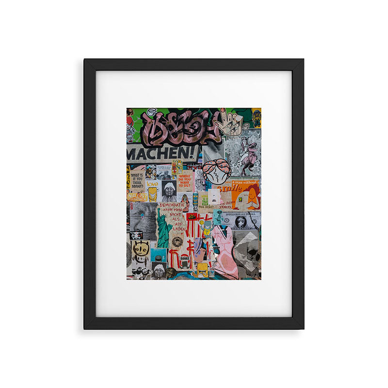 Sticker and graffiti wall background 2 - Berlin street art photography Framed Art Print Gallery Image 2