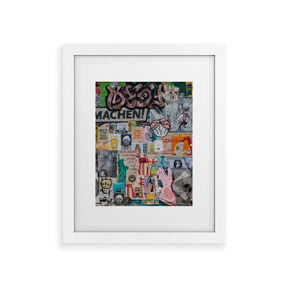Sticker and graffiti wall background 2 - Berlin street art photography Framed Art Print Gallery Image 51