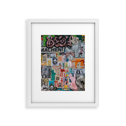 Sticker and graffiti wall background 2 - Berlin street art photography Framed Art Print Gallery Image 23