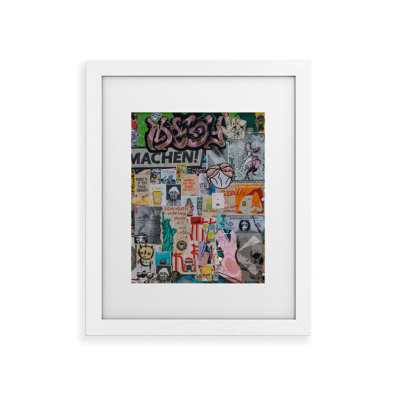Sticker and graffiti wall background 2 - Berlin street art photography Framed Art Print Gallery Image 54