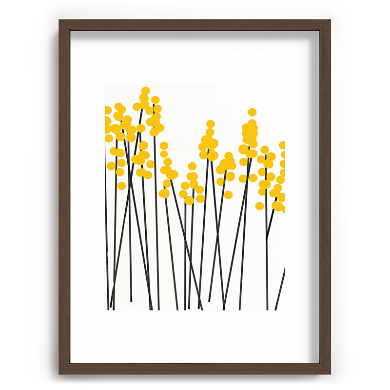 Hello Spring! Yellow/Black Retro Plants on White #decor #society6 #buyart Framed Art Print Gallery Image 91