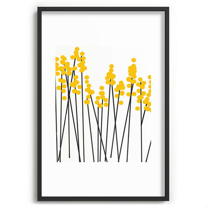 Hello Spring! Yellow/Black Retro Plants on White #decor #society6 #buyart Framed Art Print Gallery Image 85