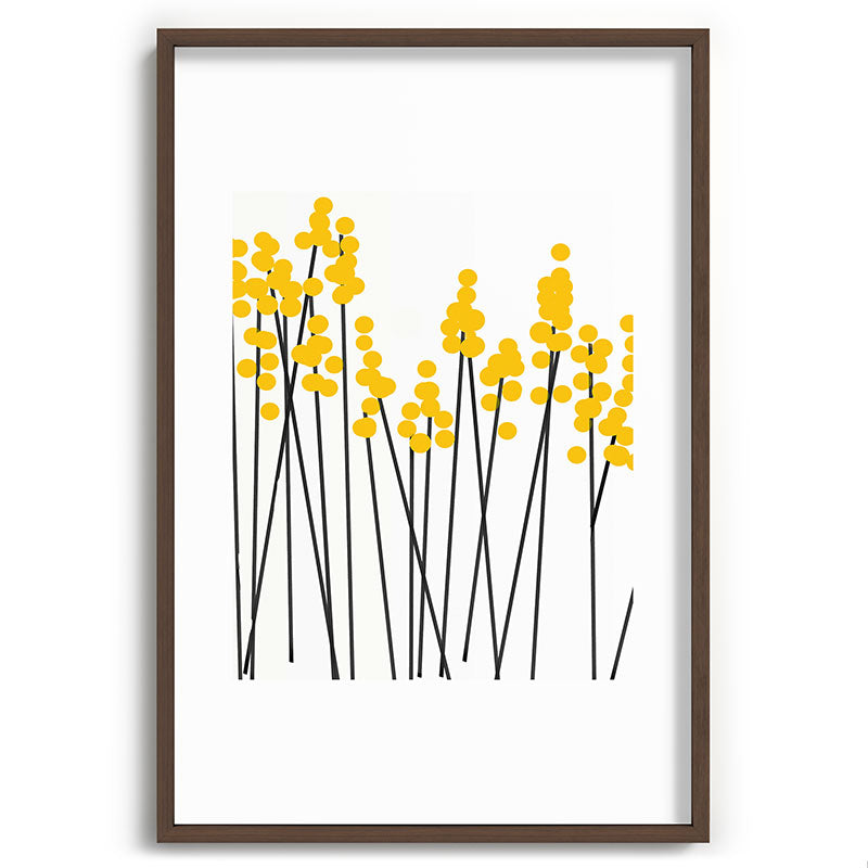 Hello Spring! Yellow/Black Retro Plants on White #decor #society6 #buyart Framed Art Print Gallery Image 94