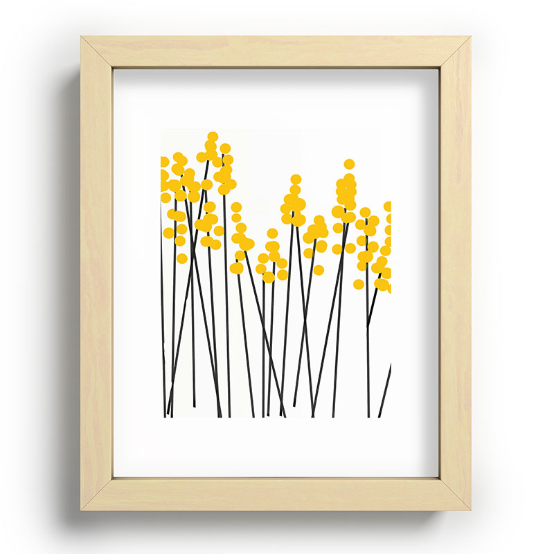 Hello Spring! Yellow/Black Retro Plants on White #decor #society6 #buyart Framed Art Print Gallery Image 96