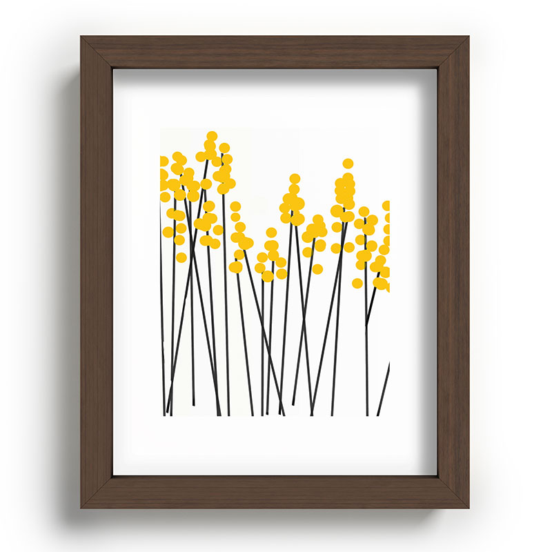 Hello Spring! Yellow/Black Retro Plants on White #decor #society6 #buyart Framed Art Print Gallery Image 88
