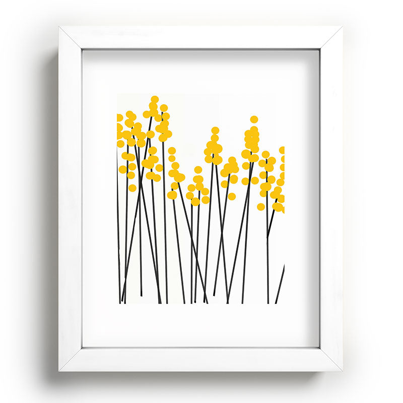 Hello Spring! Yellow/Black Retro Plants on White #decor #society6 #buyart Framed Art Print Gallery Image 103