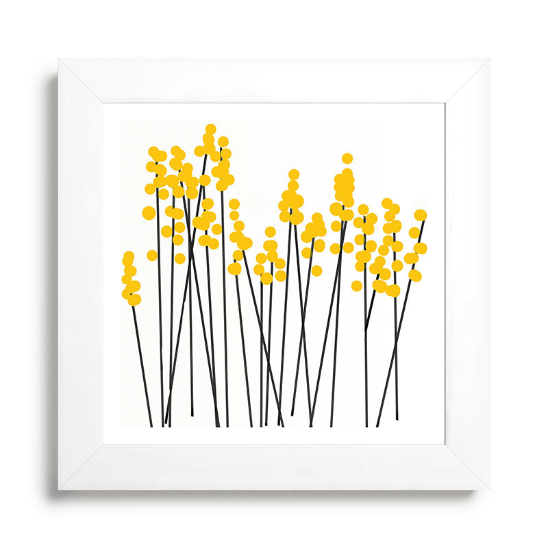 Hello Spring! Yellow/Black Retro Plants on White #decor #society6 #buyart Framed Art Print Gallery Image 79