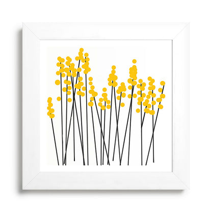 Hello Spring! Yellow/Black Retro Plants on White #decor #society6 #buyart Framed Art Print Gallery Image 79