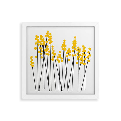 Hello Spring! Yellow/Black Retro Plants on White #decor #society6 #buyart Framed Art Print Gallery Image 82