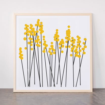 Hello Spring! Yellow/Black Retro Plants on White #decor #society6 #buyart Framed Art Print Gallery Image 77