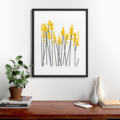 Hello Spring! Yellow/Black Retro Plants on White #decor #society6 #buyart Framed Art Print Gallery Image 48