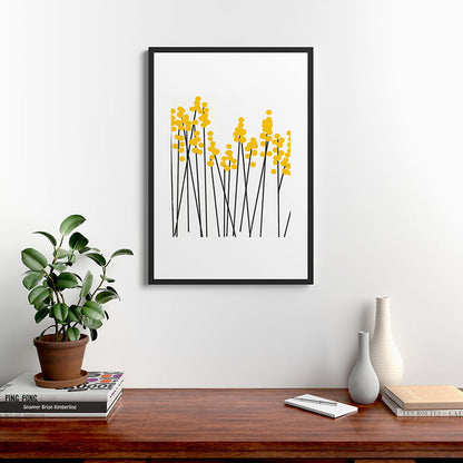 Hello Spring! Yellow/Black Retro Plants on White #decor #society6 #buyart Framed Art Print Gallery Image 8