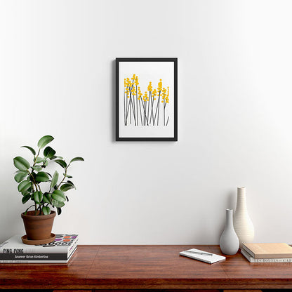 Hello Spring! Yellow/Black Retro Plants on White #decor #society6 #buyart Framed Art Print Gallery Image 4