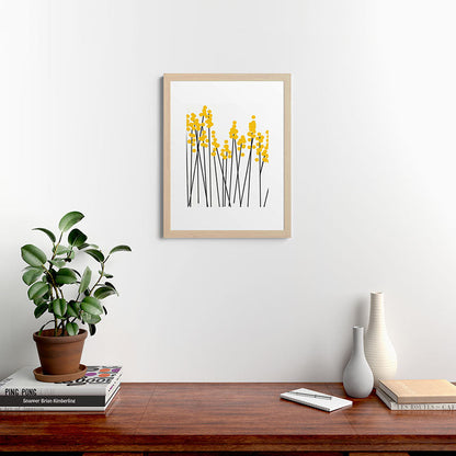 Hello Spring! Yellow/Black Retro Plants on White #decor #society6 #buyart Framed Art Print Gallery Image 64