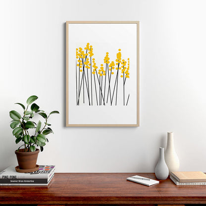 Hello Spring! Yellow/Black Retro Plants on White #decor #society6 #buyart Framed Art Print Gallery Image 28