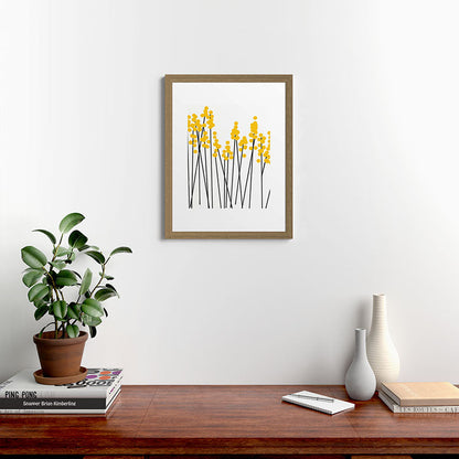 Hello Spring! Yellow/Black Retro Plants on White #decor #society6 #buyart Framed Art Print Gallery Image 54