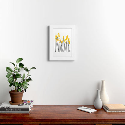 Hello Spring! Yellow/Black Retro Plants on White #decor #society6 #buyart Framed Art Print Gallery Image 72