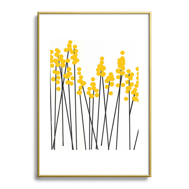 Hello Spring! Yellow/Black Retro Plants on White #decor #society6 #buyart Framed Art Print Gallery Image 123