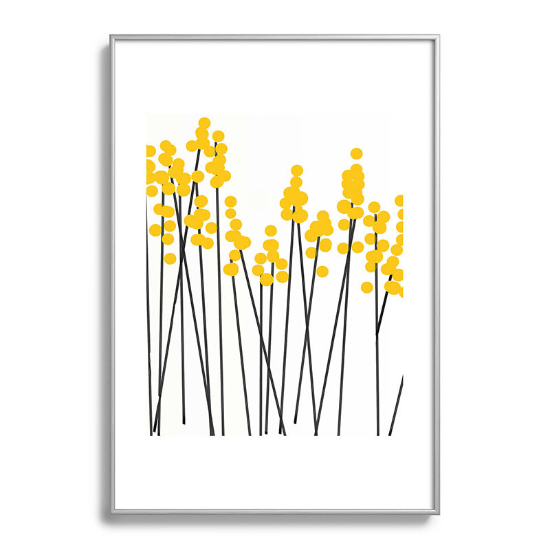 Hello Spring! Yellow/Black Retro Plants on White #decor #society6 #buyart Framed Art Print Gallery Image 132