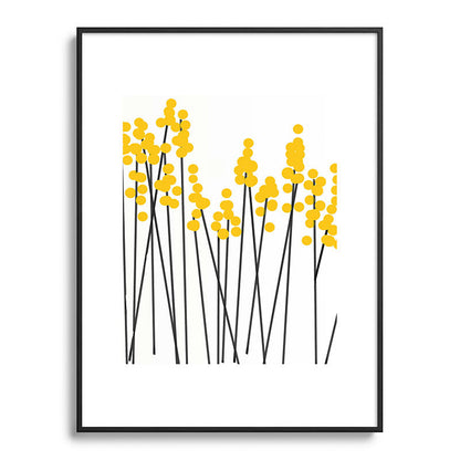 Hello Spring! Yellow/Black Retro Plants on White #decor #society6 #buyart Framed Art Print Gallery Image 116