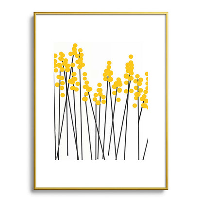 Hello Spring! Yellow/Black Retro Plants on White #decor #society6 #buyart Framed Art Print Gallery Image 124