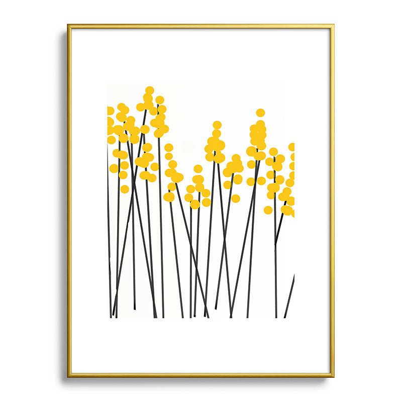 Hello Spring! Yellow/Black Retro Plants on White #decor #society6 #buyart Framed Art Print Gallery Image 125