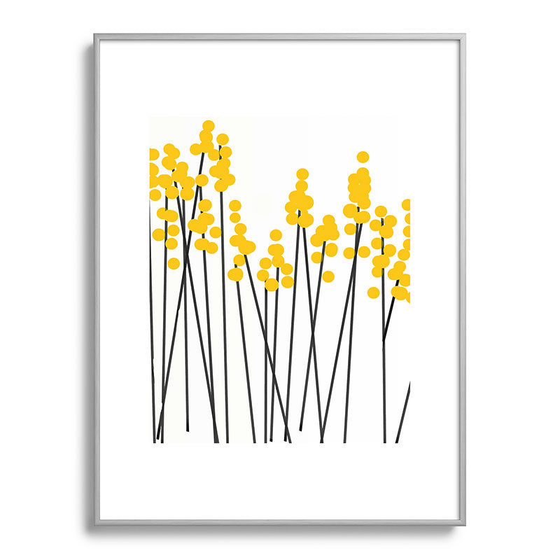Hello Spring! Yellow/Black Retro Plants on White #decor #society6 #buyart Framed Art Print Gallery Image 135
