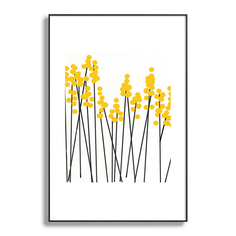 Hello Spring! Yellow/Black Retro Plants on White #decor #society6 #buyart Framed Art Print Gallery Image 117