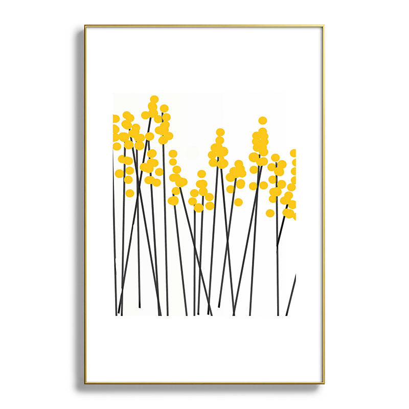 Hello Spring! Yellow/Black Retro Plants on White #decor #society6 #buyart Framed Art Print Gallery Image 127