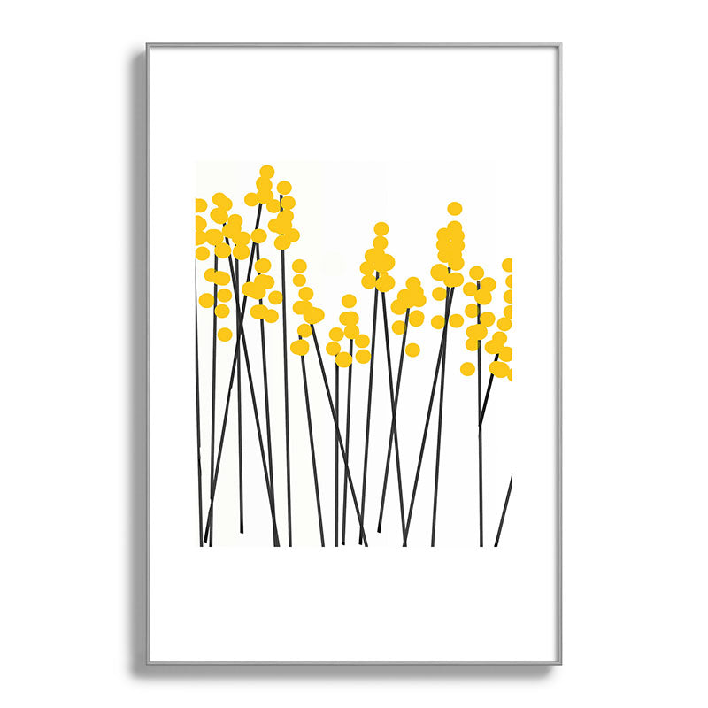 Hello Spring! Yellow/Black Retro Plants on White #decor #society6 #buyart Framed Art Print Gallery Image 138