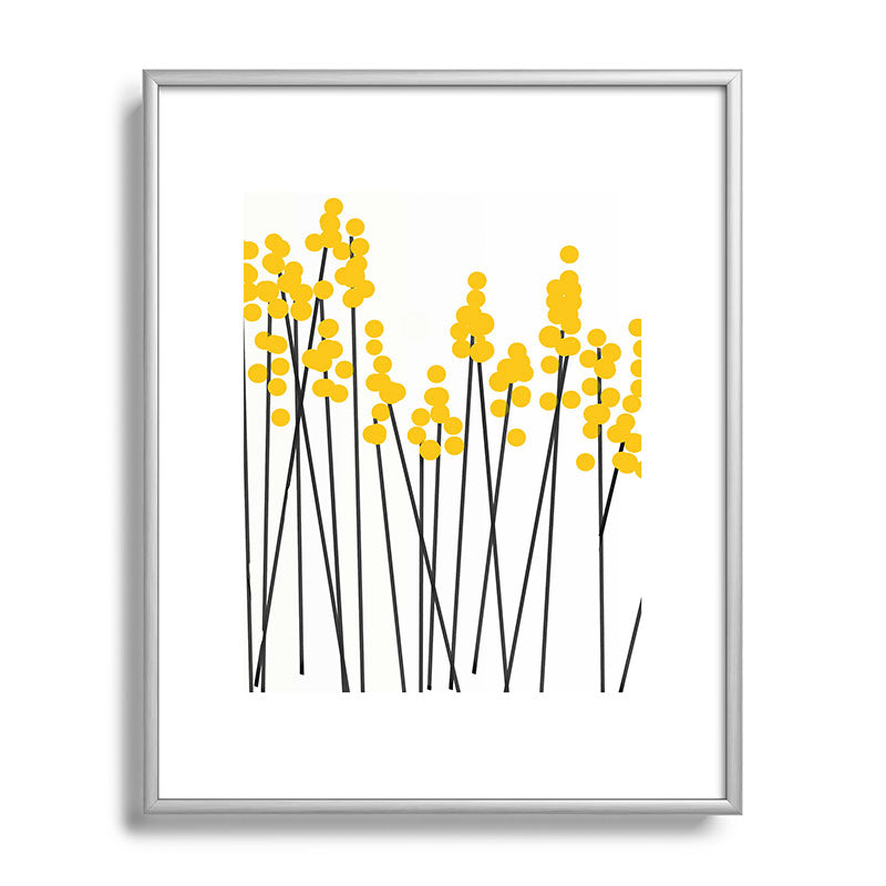 Hello Spring! Yellow/Black Retro Plants on White #decor #society6 #buyart Framed Art Print Gallery Image 129