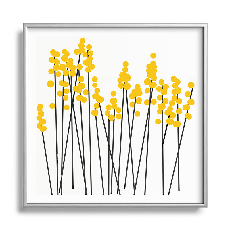 Hello Spring! Yellow/Black Retro Plants on White #decor #society6 #buyart Framed Art Print Gallery Image 140