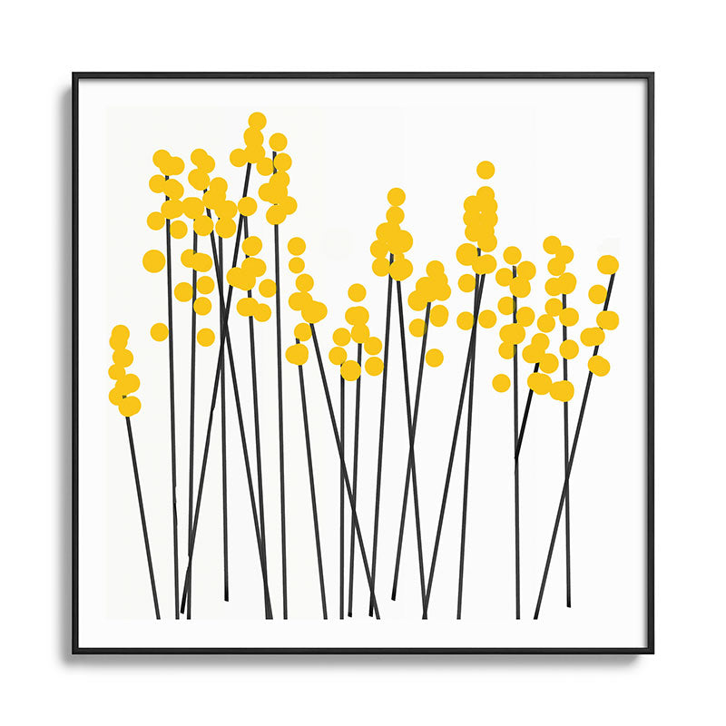 Hello Spring! Yellow/Black Retro Plants on White #decor #society6 #buyart Framed Art Print Gallery Image 126