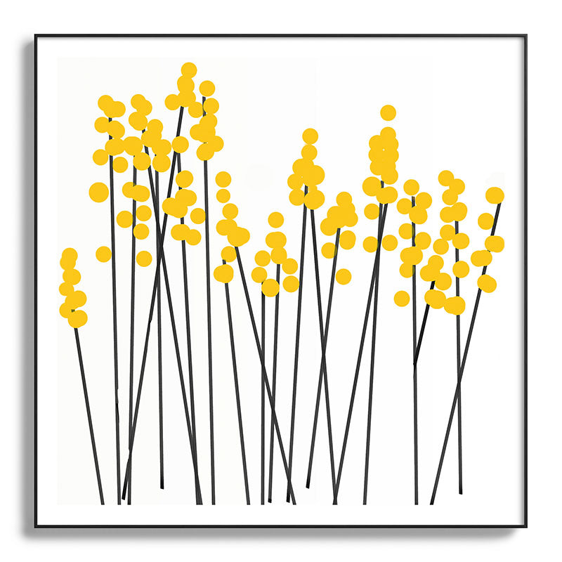 Hello Spring! Yellow/Black Retro Plants on White #decor #society6 #buyart Framed Art Print Gallery Image 130