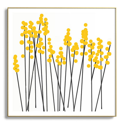 Hello Spring! Yellow/Black Retro Plants on White #decor #society6 #buyart Framed Art Print Gallery Image 139
