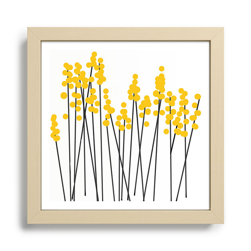 Hello Spring! Yellow/Black Retro Plants on White #decor #society6 #buyart Framed Art Print Gallery Image 24
