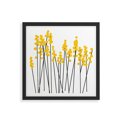 Hello Spring! Yellow/Black Retro Plants on White #decor #society6 #buyart Framed Art Print Gallery Image 7