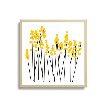 Hello Spring! Yellow/Black Retro Plants on White #decor #society6 #buyart Framed Art Print Gallery Image 27