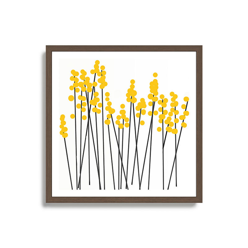 Hello Spring! Yellow/Black Retro Plants on White #decor #society6 #buyart Framed Art Print Gallery Image 17