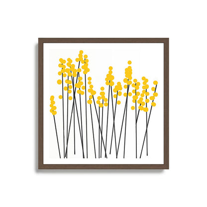 Hello Spring! Yellow/Black Retro Plants on White #decor #society6 #buyart Framed Art Print Gallery Image 17