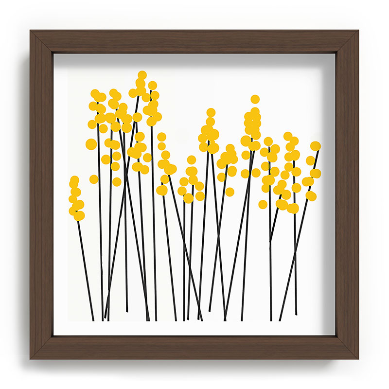 Hello Spring! Yellow/Black Retro Plants on White #decor #society6 #buyart Framed Art Print Gallery Image 98