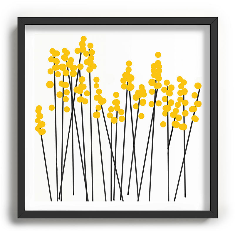 Hello Spring! Yellow/Black Retro Plants on White #decor #society6 #buyart Framed Art Print Gallery Image 93
