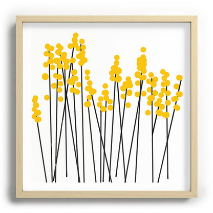Hello Spring! Yellow/Black Retro Plants on White #decor #society6 #buyart Framed Art Print Gallery Image 109