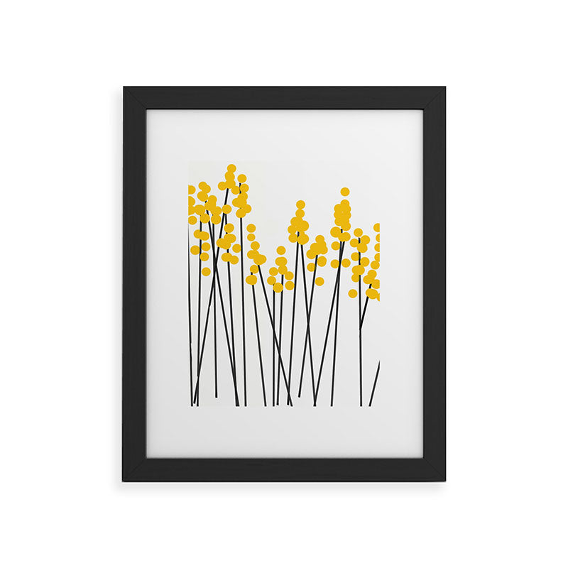 Hello Spring! Yellow/Black Retro Plants on White #decor #society6 #buyart Framed Art Print Gallery Image 44
