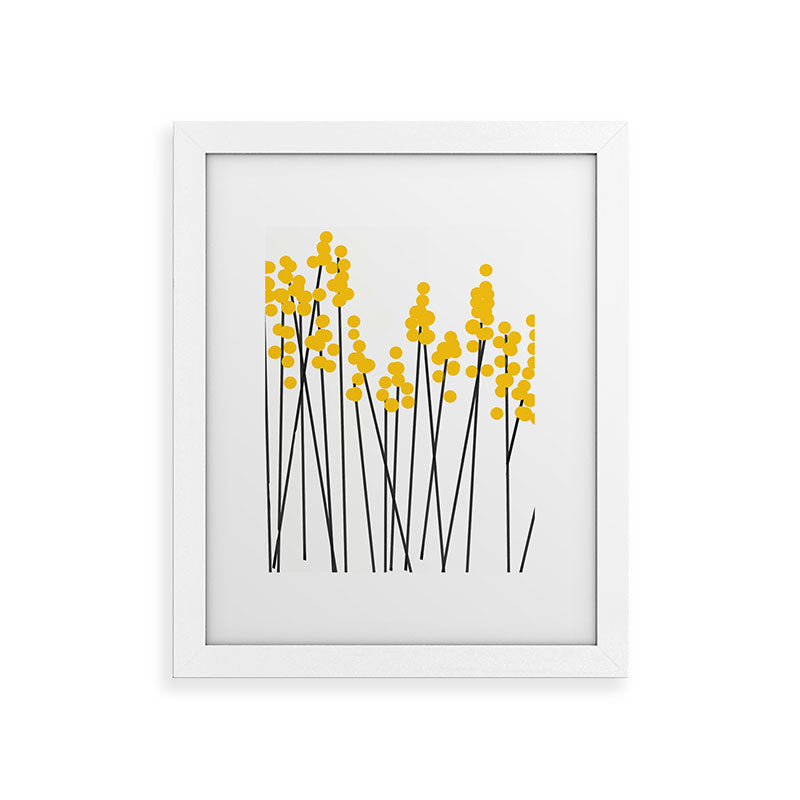 Hello Spring! Yellow/Black Retro Plants on White #decor #society6 #buyart Framed Art Print Gallery Image 69