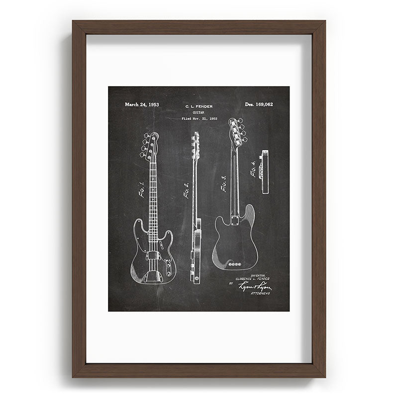 Bass Guitar Patent - Bass Guitarist Art - Black Chalkboard Framed Art Print Gallery Image 89