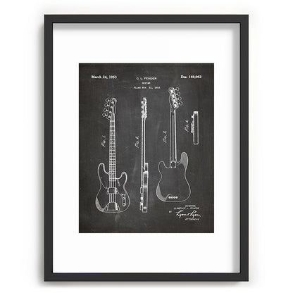 Bass Guitar Patent - Bass Guitarist Art - Black Chalkboard Framed Art Print Gallery Image 84