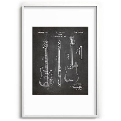 Bass Guitar Patent - Bass Guitarist Art - Black Chalkboard Framed Art Print Gallery Image 110